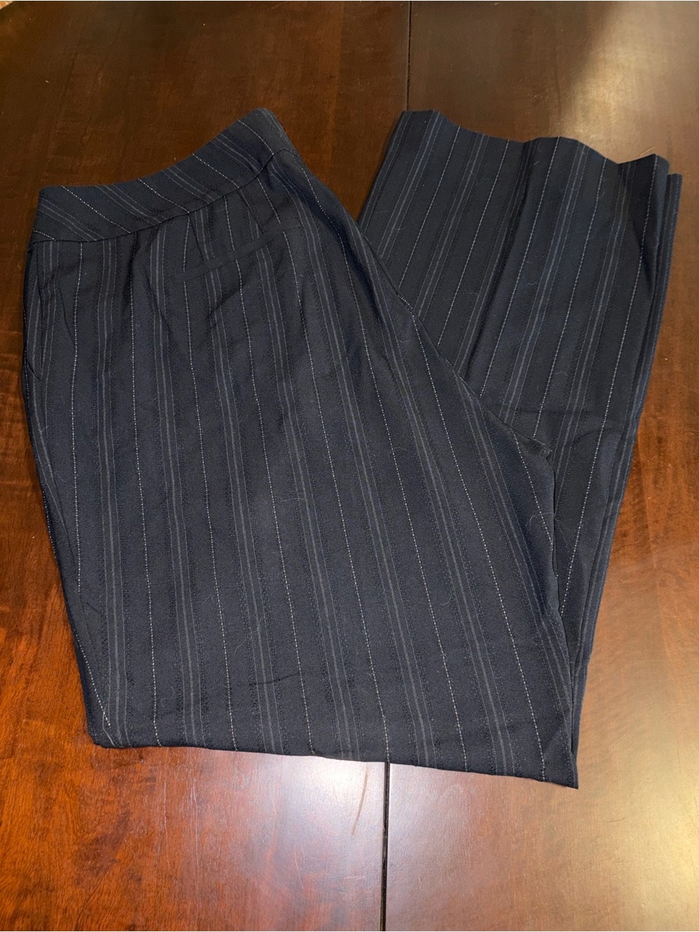 Caslon Navy Pinstripe Trousers - Tailored Straight Leg